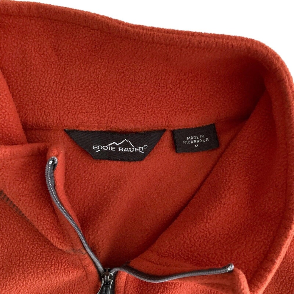 Eddie Bauer Sz Medium Mens 1/4 Zip Fleece Pullover Sweatshirt Orange Long Sleeve - Picture 5 of 12